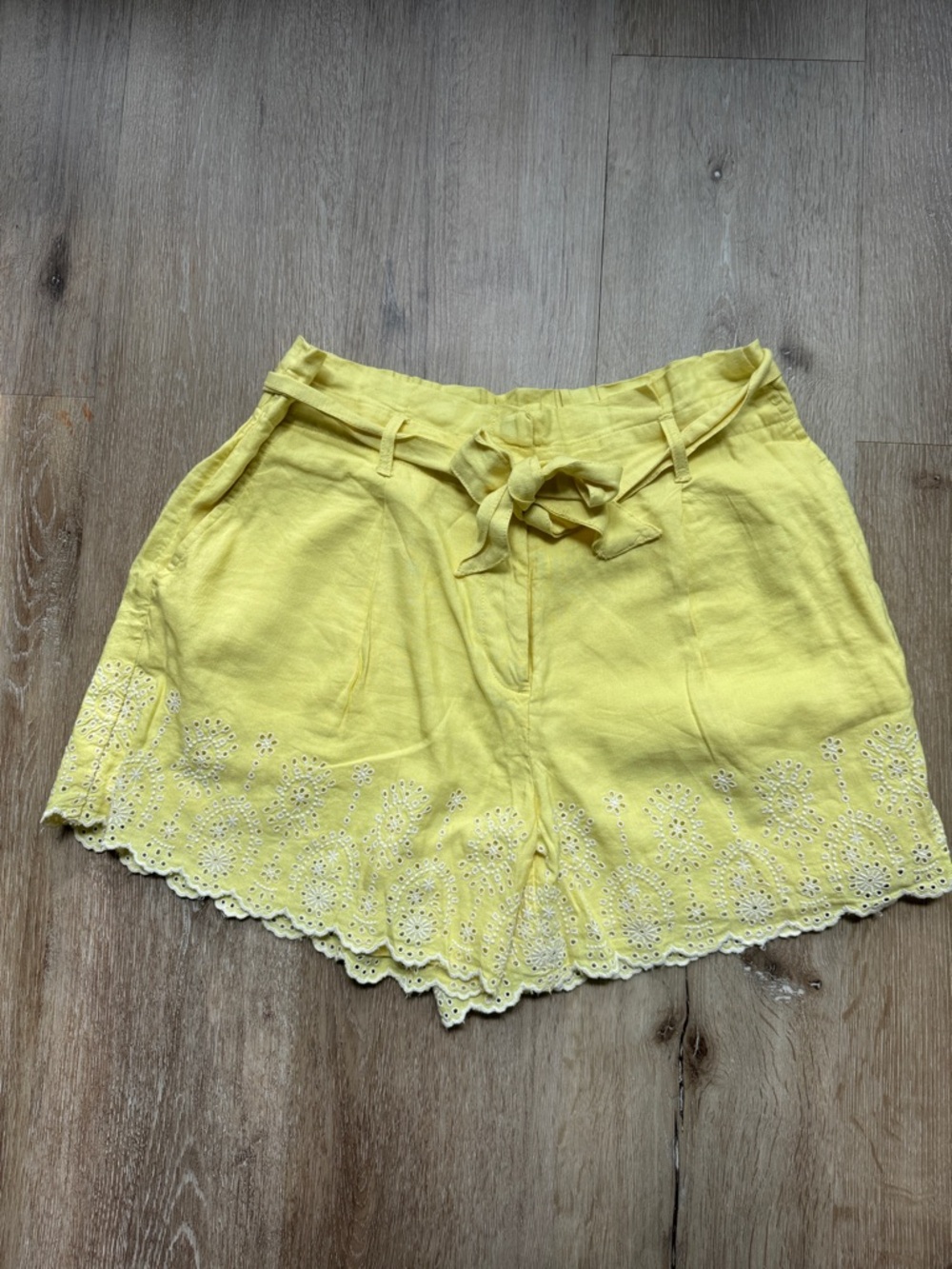 LOFT Yellow High-Waist Eyelet Shorts